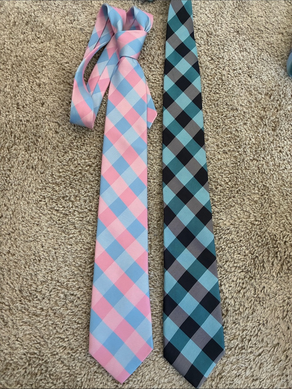 Nautica Plaid Tie Duo - Pink, Light Blue & Teal, Black